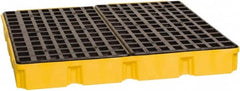 Eagle - 61 Gal Sump, 10,000 Lb Capacity, 4 Drum, Polyethylene Platform - 52-1/2" Long x 51-1/2" Wide x 6-1/2" High, Yellow, Liftable Fork, Low Profile, Vertical, 2 x 2 Drum Configuration - Makers Industrial Supply