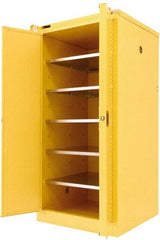 Securall Cabinets - 2 Door, 5 Shelf, Yellow Steel Standard Safety Cabinet for Flammable and Combustible Liquids - 67" High x 31" Wide x 31" Deep, Self Closing Door, 3 Point Key Lock, 120 Gal Capacity - Makers Industrial Supply