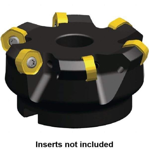 Kennametal - 88.15mm Cut Diam, 27mm Arbor Hole, 3.2mm Max Depth of Cut, 45° Indexable Chamfer & Angle Face Mill - 5 Inserts, HNGJ 0604... Insert, Right Hand Cut, 5 Flutes, Through Coolant, Series Dodeka Mini - Makers Industrial Supply