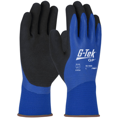 ‎55-1600/S Seamless Knits - G-Tek GP - Blue Nylon Shell - Double Dip Blue Latex w/ MicroSurface Grip - Exact Industrial Supply