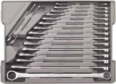 GearWrench - 17 Piece, 8mm to 25mm, 12 Point Combination Wrench Set - Metric Measurement Standard, Chrome Finish, Comes in Plastic Tray - Makers Industrial Supply