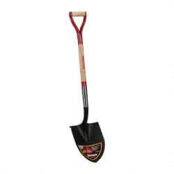 Razor-Back - 12" High x 8-3/4" Wide Round Steel Shovel - 30" Long Steel & Wood D-Grip Handle, Rolled - Makers Industrial Supply