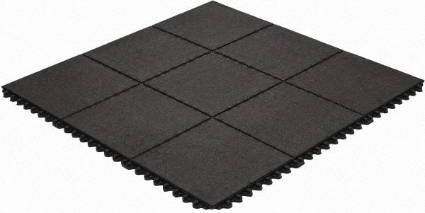 Wearwell - 3' Long x 3' Wide x 5/8" Thick, Anti-Fatigue Modular Matting Tiles - 4 Interlocking Sides, Black, For Dry Areas, Series 570 - Makers Industrial Supply