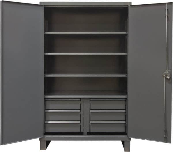 Durham - 4 Shelf Locking Storage Cabinet - Steel, 60" Wide x 24" Deep x 78" High, Gray - Makers Industrial Supply