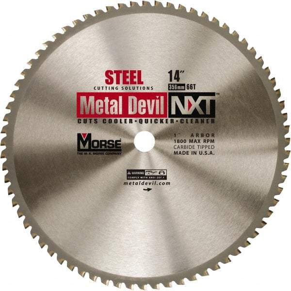 M.K. MORSE - 14" Diam, 1" Arbor Hole Diam, 66 Tooth Wet & Dry Cut Saw Blade - Steel, Standard Round Arbor - Makers Industrial Supply