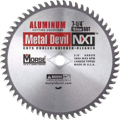 M.K. MORSE - 7-1/4" Diam, 5/8" Arbor Hole Diam, 60 Tooth Wet & Dry Cut Saw Blade - Steel, Standard Round Arbor - Makers Industrial Supply