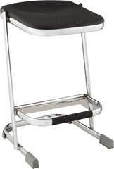 NPS - 24 Inch High, Stationary Fixed Height Stool - 16-1/4 Inch Deep x 16-3/4 Inch Wide, Plastic Seat, Black and Chrome - Makers Industrial Supply