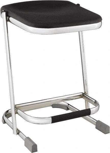 NPS - 22 Inch High, Stationary Fixed Height Stool - 16-1/4 Inch Deep x 16-3/4 Inch Wide, Plastic Seat, Black and Chrome - Makers Industrial Supply