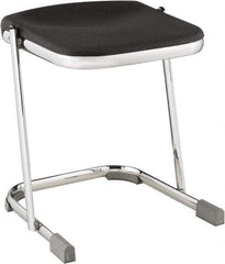 NPS - 18 Inch High, Stationary Fixed Height Stool - 16-1/4 Inch Deep x 16-3/4 Inch Wide, Plastic Seat, Black and Chrome - Makers Industrial Supply