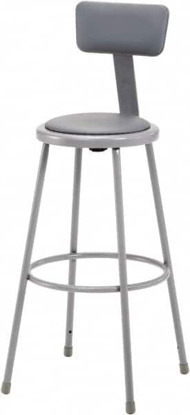 NPS - 30 Inch High, Stationary Fixed Height Stool with Adjustable Height Backrest - 16-1/2 Inch Deep x 16-1/2 Inch Wide, Vinyl Seat, Gray - Makers Industrial Supply