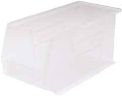 Akro-Mils - 60 Lb. Load Capacity, 18" Deep, Clear Polymer Hopper Stacking Bin - 9" High x 8-1/4" Wide x 18" Long - Makers Industrial Supply