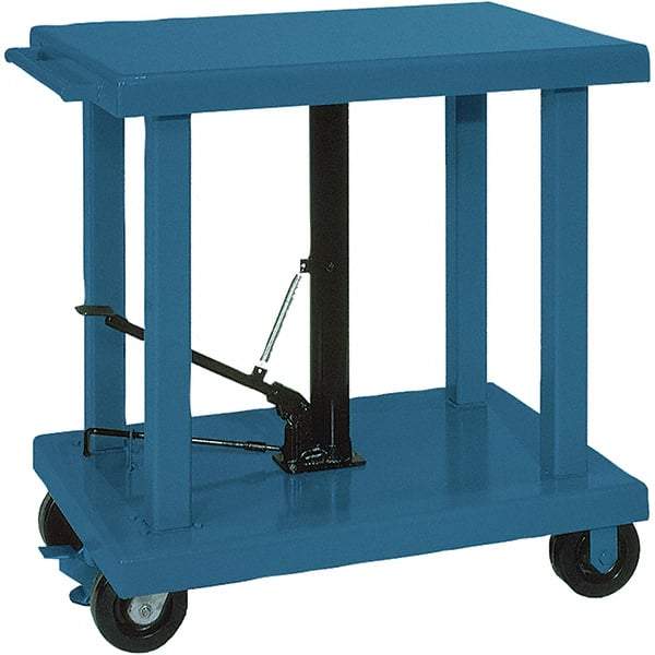 Wesco Industrial Products - 6,000 Lb Capacity Manual Hydraulic Post Lift Table - 37" to 59" Lift Height, 48" Platform Length x 32" Platform Width - Makers Industrial Supply