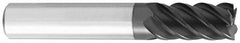 OSG - 1/4", 1-1/4" LOC, 1/4" Shank Diam, 4" OAL, 5 Flute, Solid Carbide Square End Mill - Single End, TiAlN Finish, Spiral Flute, 45° Helix, Centercutting, Right Hand Cut, Right Hand Flute, Series 455C - Makers Industrial Supply