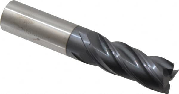 Accupro - 5/8", 1-5/8" LOC, 5/8" Shank Diam, 3-1/2" OAL, 4 Flute, Solid Carbide Square End Mill - Single End, nACRo Finish, Spiral Flute, Variable° Helix, Centercutting, Right Hand Cut, Right Hand Flute - Makers Industrial Supply