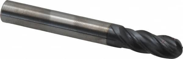 Accupro - 5/16" Diam, 13/16" LOC, 4 Flute Solid Carbide Ball End Mill - nACRo Finish, Single End, 2-1/2" OAL, 5/16" Shank Diam, Spiral Flute - Makers Industrial Supply