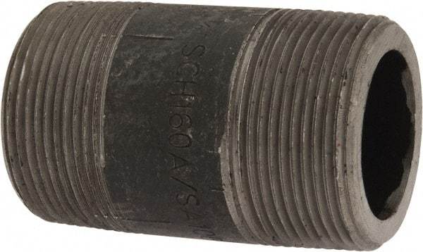 Value Collection - Schedule 160, 1-1/2" Diam x 3" Long Black Pipe Nipple - Threaded - Makers Industrial Supply