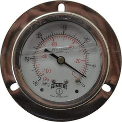 Winters - 2-1/2" Dial, 1/4 Thread, 30 Scale Range, Pressure Gauge - Front Flange Panel Mount, Center Back Connection Mount, Accurate to 1.6% of Scale - Makers Industrial Supply