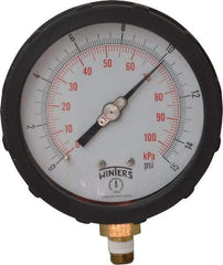 Winters - 4" Dial, 1/4 Thread, 0-15 Scale Range, Pressure Gauge - Lower Connection Mount, Accurate to 1% of Scale - Makers Industrial Supply