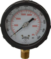 Winters - 4" Dial, 1/2 Thread, 0-5,000 Scale Range, Pressure Gauge - Lower Connection Mount, Accurate to 1% of Scale - Makers Industrial Supply