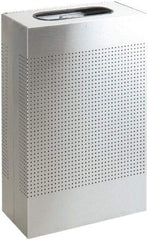 Rubbermaid - 13 Gal Silver Rectangle Decorative Waste Receptacle With Top - Stainless Steel, 30" High x 19-1/2" Long x 495.3mm Wide - Makers Industrial Supply