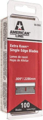 American Line - Knife Blades - .009" EXTRA KEEN 100PK SINGLE EDGE BLADE - Makers Industrial Supply