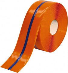 PRO-SAFE - Orange & Blue Striped PVC Tape - 4" Wide x 100' Long x 50 mil Thick, General Traffic - Makers Industrial Supply