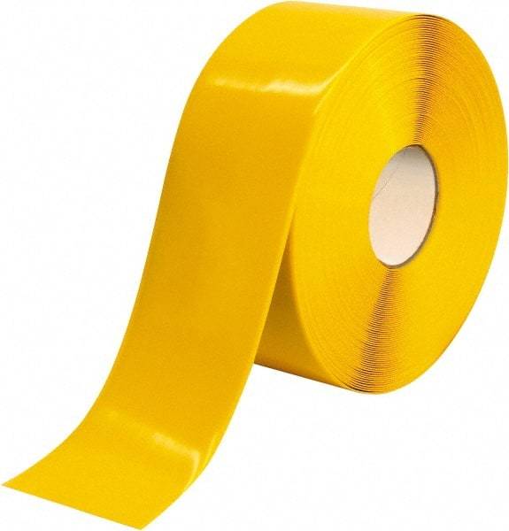 PRO-SAFE - Yellow Solid Color PVC Tape - 4" Wide x 100' Long x 50 mil Thick, General Traffic - Makers Industrial Supply