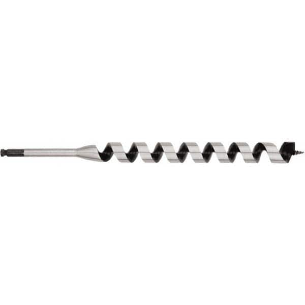 Irwin - 1-1/4", 7/16" Diam Hex Shank, 17" Overall Length with 15" Twist, Ship Auger Bit - Makers Industrial Supply