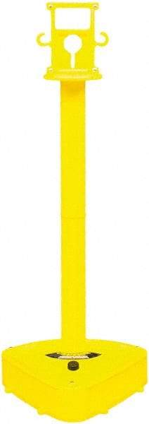 PRO-SAFE - 46-1/2" High, 3" Pole Diam, Warning Post - 55-1/4" Base Diam, Triangle Plastic Base, Yellow Plastic Post, For Outdoor Use - Makers Industrial Supply