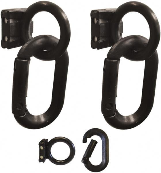 PRO-SAFE - 1-1/2" High x 4" Long x 1-1/4" Wide Barrier Magnet Carabiner Kit - Matte Finish, Black, Use with Plastic Chain - Makers Industrial Supply