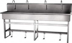 SANI-LAV - 77" Long x 16-1/2" Wide Inside, 1 Compartment, Grade 304 Stainless Steel Hands Free Hand Sink - 16 Gauge, 80" Long x 20" Wide x 45" High Outside, 8" Deep - Makers Industrial Supply