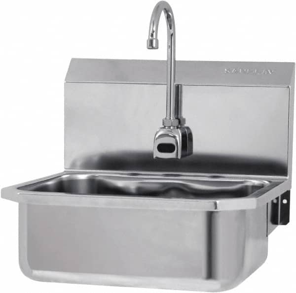 SANI-LAV - 17" Long x 14" Wide Inside, 1 Compartment, Grade 304 Stainless Steel Hands Free Hand Sink - 18 Gauge, 19" Long x 18" Wide x 21" High Outside, 7" Deep - Makers Industrial Supply