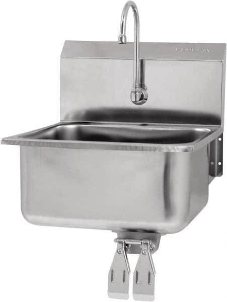 SANI-LAV - 19" Long x 16" Wide Inside, 1 Compartment, Grade 304 Stainless Steel Hands Free Hand Sink - 18 Gauge, 21" Long x 20" Wide x 24" High Outside, 10" Deep - Makers Industrial Supply