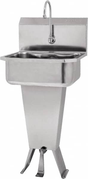 SANI-LAV - 17" Long x 14" Wide Inside, 1 Compartment, Grade 304 Stainless Steel Hands Free Hand Sink - 18 Gauge, 19" Long x 18" Wide x 46" High Outside, 7" Deep - Makers Industrial Supply