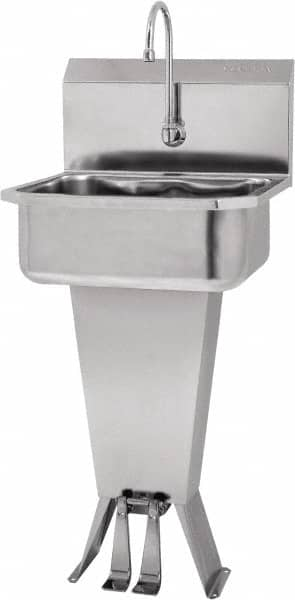 SANI-LAV - 17" Long x 14" Wide Inside, 1 Compartment, Grade 304 Stainless Steel Hands Free Hand Sink - 18 Gauge, 19" Long x 18" Wide x 46" High Outside, 7" Deep - Makers Industrial Supply