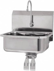 SANI-LAV - 17" Long x 14" Wide Inside, 1 Compartment, Grade 304 Stainless Steel Hands Free Hand Sink - 18 Gauge, 19" Long x 18" Wide x 21" High Outside, 7" Deep - Makers Industrial Supply