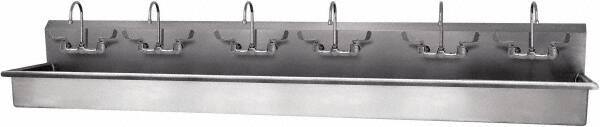 SANI-LAV - 117" Long x 16-1/2" Wide Inside, 1 Compartment, Grade 304 Stainless Steel Hand Sink - 16 Gauge, 120" Long x 20" Wide x 18" High Outside, 8" Deep - Makers Industrial Supply