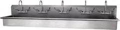 SANI-LAV - 97" Long x 16-1/2" Wide Inside, 1 Compartment, Grade 304 Stainless Steel Hand Sink-Wall Mount - 16 Gauge, 100" Long x 20" Wide x 18" High Outside, 8" Deep - Makers Industrial Supply