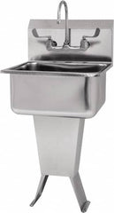 SANI-LAV - 19" Long x 16" Wide Inside, 1 Compartment, Grade 304 Stainless Steel Hand Sink-Pedestal Mount - 18 Gauge, 21" Long x 20" Wide x 46" High Outside, 10" Deep - Makers Industrial Supply