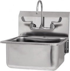 SANI-LAV - 19" Long x 16" Wide Inside, 1 Compartment, Grade 304 Stainless Steel Hand Sink-Wall Mount - 18 Gauge, 21" Long x 20" Wide x 24" High Outside, 10" Deep - Makers Industrial Supply