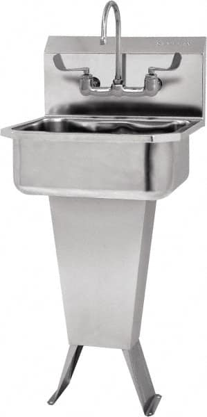 SANI-LAV - 17" Long x 14" Wide Inside, 1 Compartment, Grade 304 Stainless Steel Hand Sink-Pedestal Mount - 18 Gauge, 19" Long x 18" Wide x 46" High Outside, 7" Deep - Makers Industrial Supply