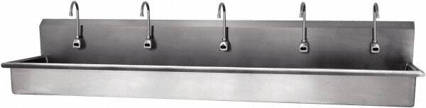 SANI-LAV - 97" Long x 16-1/2" Wide Inside, 1 Compartment, Grade 304 Stainless Steel Hands Free Hand Sink - 16 Gauge, 100" Long x 20" Wide x 18" High Outside, 8" Deep - Makers Industrial Supply