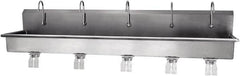 SANI-LAV - 97" Long x 16-1/2" Wide Inside, 1 Compartment, Grade 304 Stainless Steel Hands Free Hand Sink - 16 Gauge, 100" Long x 20" Wide x 18" High Outside, 8" Deep - Makers Industrial Supply