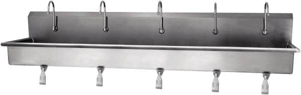 SANI-LAV - 97" Long x 16-1/2" Wide Inside, 1 Compartment, Grade 304 Stainless Steel Hands Free Hand Sink - 16 Gauge, 100" Long x 20" Wide x 18" High Outside, 8" Deep - Makers Industrial Supply