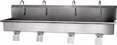 SANI-LAV - 77" Long x 16-1/2" Wide Inside, 1 Compartment, Grade 304 Stainless Steel Hands Free Hand Sink - 16 Gauge, 80" Long x 20" Wide x 18" High Outside, 8" Deep - Makers Industrial Supply