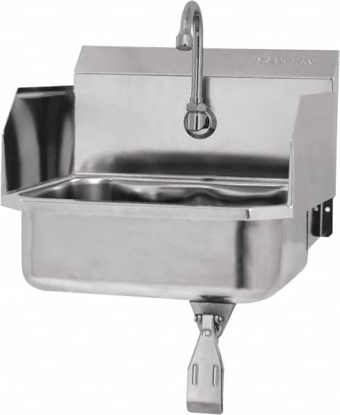 SANI-LAV - 14" Long x 11" Wide Inside, 1 Compartment, Grade 304 Stainless Steel Hands Free Hand Sink - 18 Gauge, 16" Long x 15-1/4" Wide x 16" High Outside, 5" Deep - Makers Industrial Supply