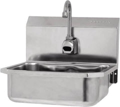 SANI-LAV - 14" Long x 11" Wide Inside, 1 Compartment, Grade 304 Stainless Steel Hands Free Hand Sink - 18 Gauge, 16" Long x 15-1/4" Wide x 16" High Outside, 5" Deep - Makers Industrial Supply