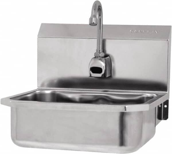 SANI-LAV - 14" Long x 11" Wide Inside, 1 Compartment, Grade 304 Stainless Steel Hands Free Hand Sink - 18 Gauge, 16" Long x 15-1/4" Wide x 16" High Outside, 5" Deep - Makers Industrial Supply