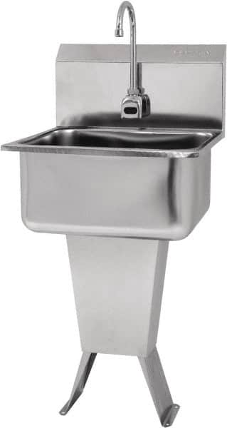 SANI-LAV - 19" Long x 16" Wide Inside, 1 Compartment, Grade 304 Stainless Steel Hands Free Hand Sink - 18 Gauge, 21" Long x 20" Wide x 46" High Outside, 10" Deep - Makers Industrial Supply