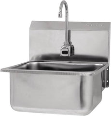 SANI-LAV - 19" Long x 16" Wide Inside, 1 Compartment, Grade 304 Stainless Steel Hands Free Hand Sink - 18 Gauge, 21" Long x 20" Wide x 24" High Outside, 10" Deep - Makers Industrial Supply